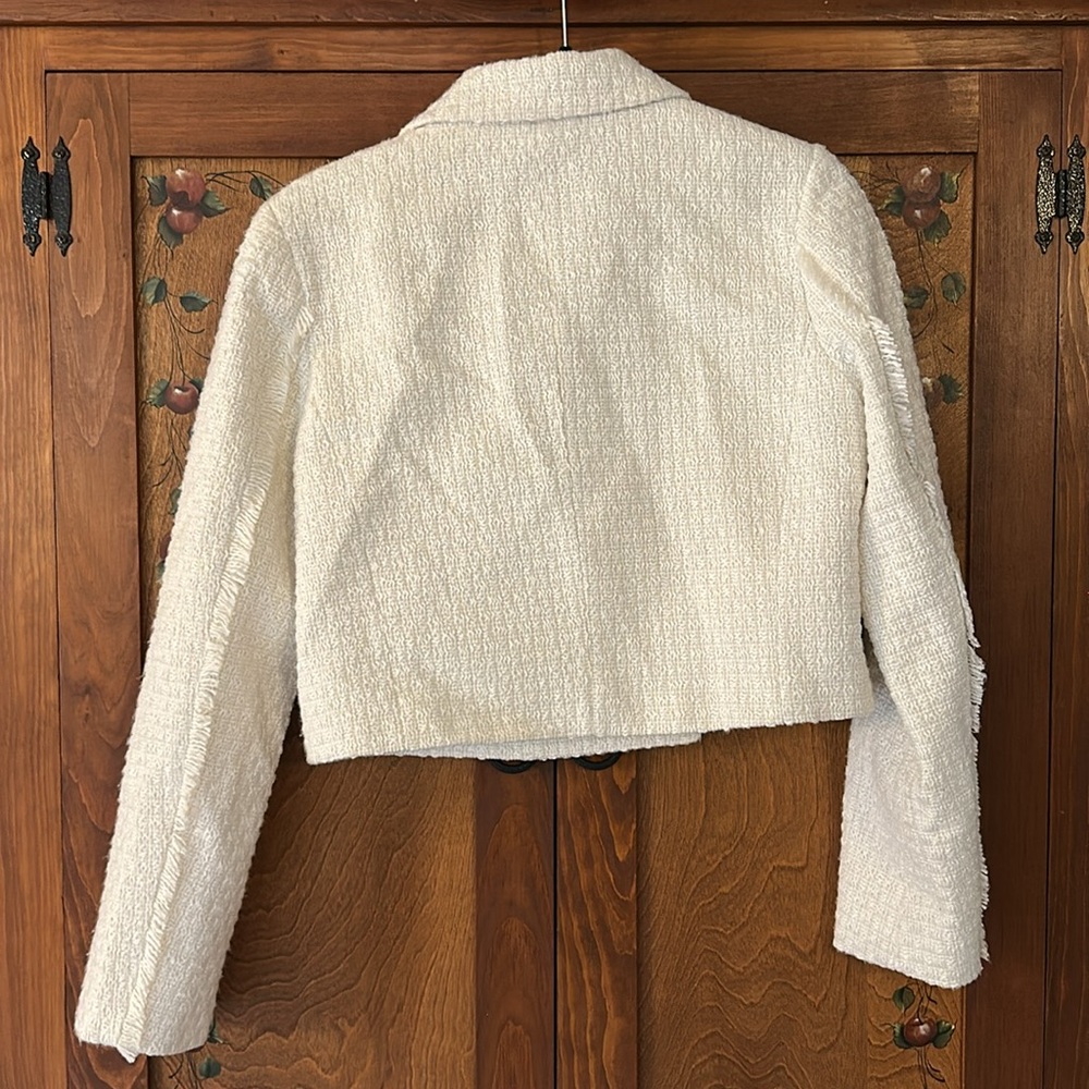 NWOT Anthropologie Avec Les Filles Double Breasted Tweed Crop Blazer - Picture 5 of 6